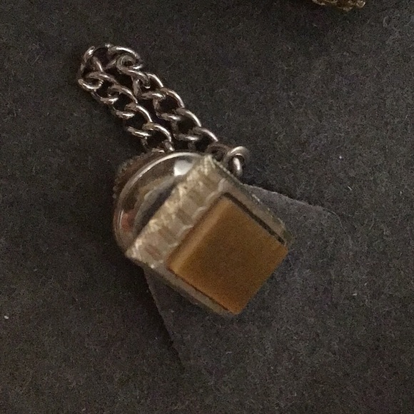 Vintage Dante Men’s Genuine Onyx Mesh Wrap-Around Cufflink/Tie Pin Set - Picture 5 of 6